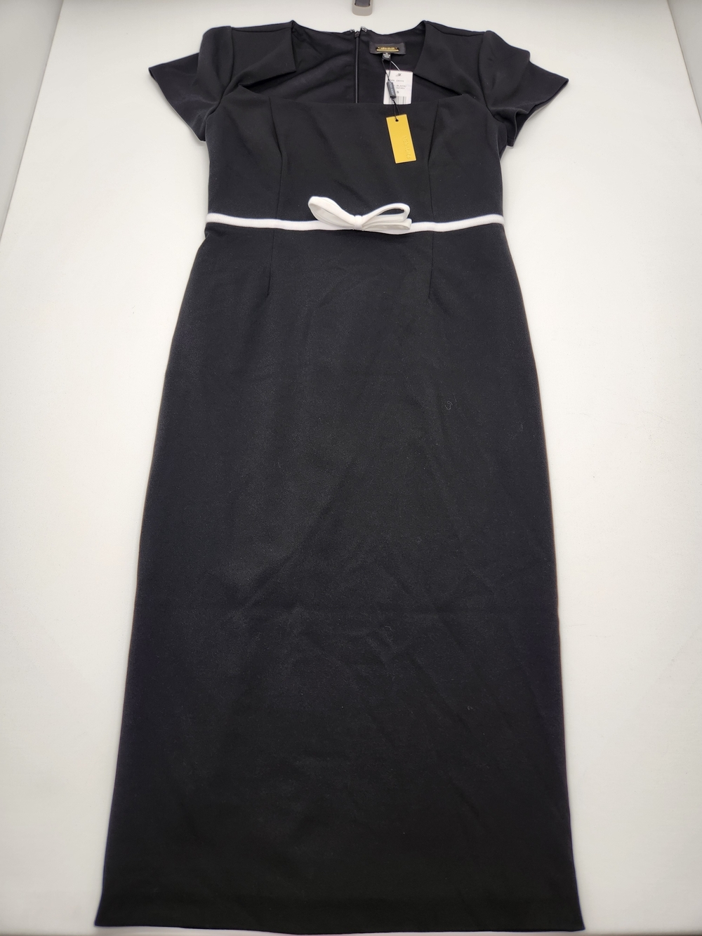 Alexia Admor Black Ivory Bow Accent Midi Dress Women's Size Small NWT